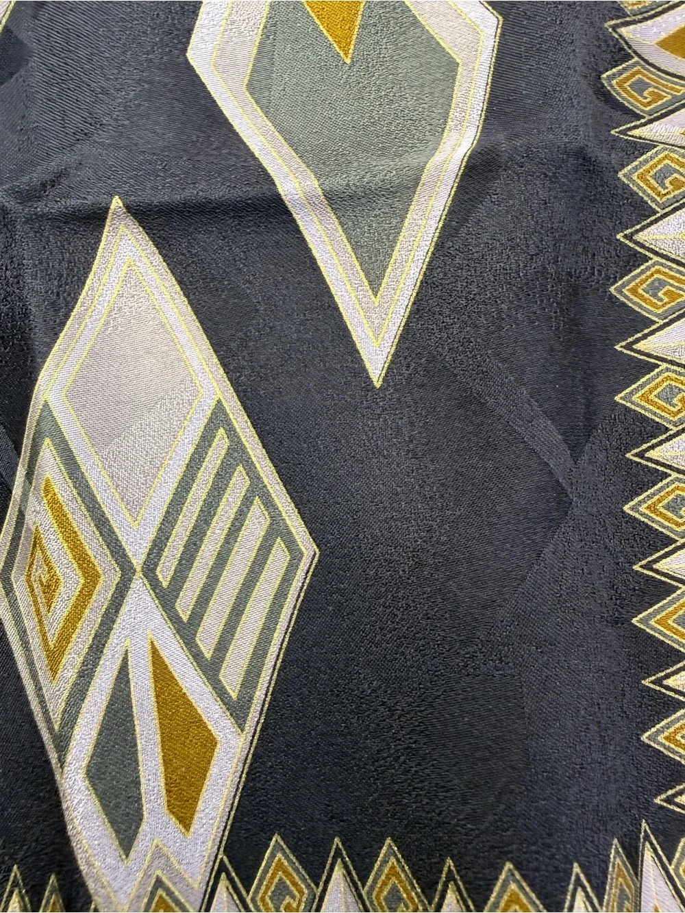 Luxury Geometric Diamond Pocket Square Black Gold Handkerchief 12x12